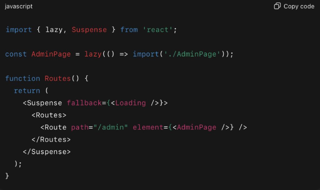 Code Example: Dynamic Import for Route-Based Code Splitting